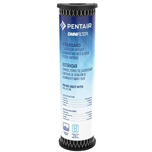 Pentair OMNIFilter TO1 Carbon Water Filter, 10-Inch, Standard Whole House Carbon Wrap Sediment and Taste & Odor Replacement Filter Cartridge, 10' x 2.5', 5 Micron, Pack of 1