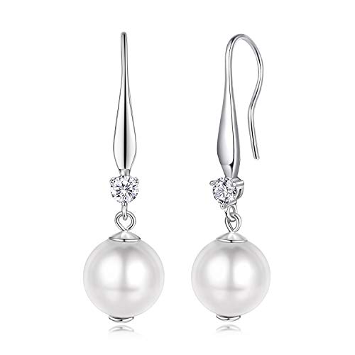 MISSLAN Pearl Earrings 925 Sterling Silver Earrings for Women Dangle Drop Earrings Gift for Women Mom