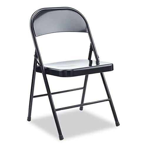 Alera ALECA941 Armless Steel Folding Chair Supports Up to 275 lbs. - Black (4/Carton)