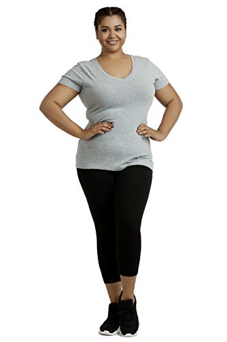 Sofra Cotton Leggings - Women's Cotton Capri Leggings (M, Black)