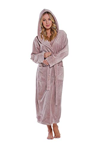 Turquaz Plush Robes For Women, Soft Warm Fleece Bathrobe for Women, Long Comfy Women's Robe