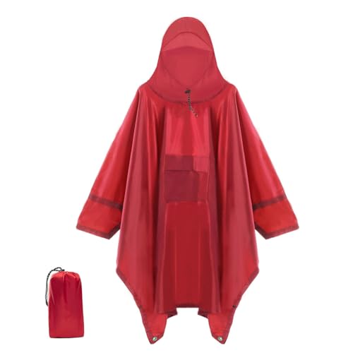 Cosmine Hooded Rain Poncho for Adult with Pocket, Waterproof Lightweight Unisex Raincoat Jacket for Hiking Camping Emergency