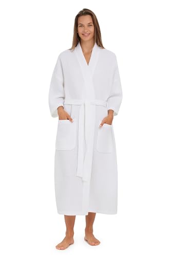 MONARCH Square Waffle Robe - Used by The Finest 4 Hotels and Spas - Unisex Bathrobe White