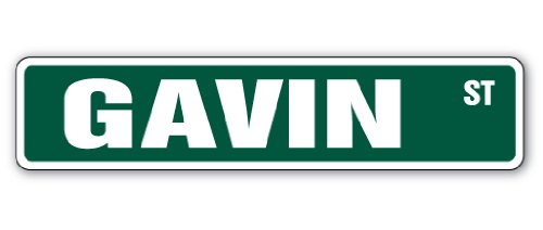 GAVIN Street Sign Childrens Name Room Sign | Indoor/Outdoor |  18' Wide Plastic Sign