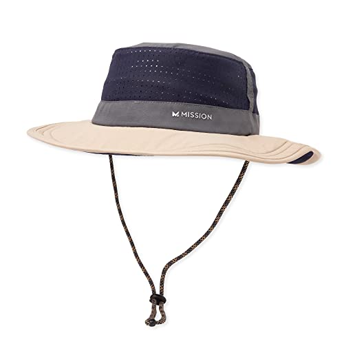MISSION Cooling Boonie Hat, Navy/Khaki - Unisex Wide-Brim Hat for Men & Women - Lightweight & Durable - Cools Up to 2 Hours - UPF 50 Sun Protection - Machine Washable