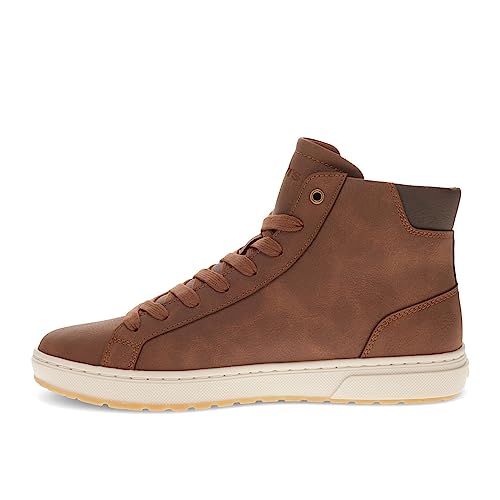 Levi's Mens Caleb Vegan Leather Lace Up Casual Sneaker Boot, Tan/Dark Brown, 11 M