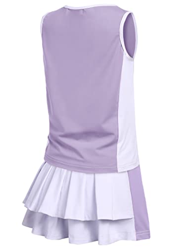 Zaclotre Girls Tennis Golf Dress Outfit Sleeveless Tank Top and Skorts Sets Sport Skirt with Shorts