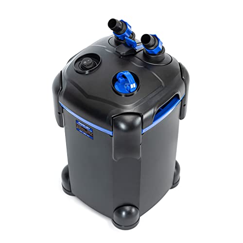 AMOSIJOY 225GPH Ultra-Quiet Canister Filter, 2-Stage External Aquarium Filter with Free Media for Large Fish Tanks and Aquariums