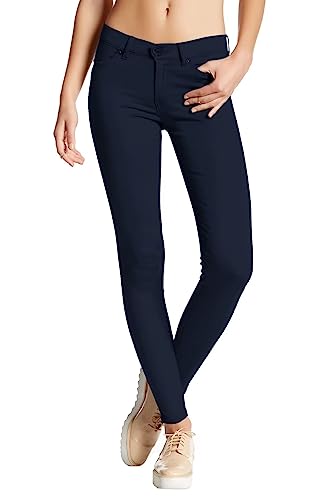 Hybrid & Company Womens Super Stretch Comfy Skinny Pants P44876SK Navy Medium