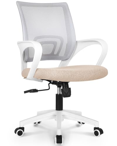 NEO CHAIR Office Chair Computer Desk Chair Gaming - Ergonomic Mid Back Cushion Lumbar Support with Wheels Comfortable Mesh Racing Seat Adjustable Swivel Rolling Home Executive (Beige)