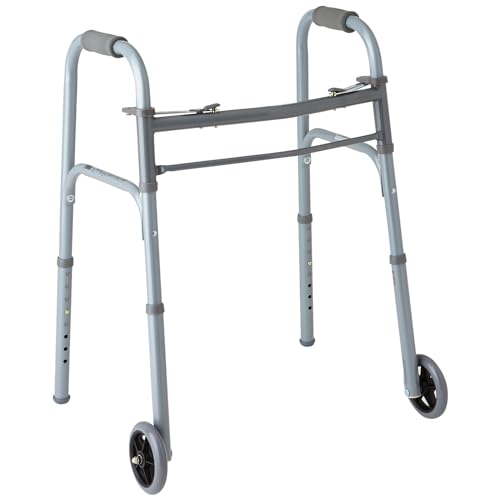 Medline Lightweight Junior/Lower Height Folding Walker with 5” Wheels