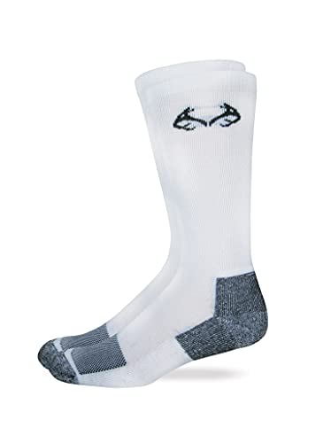 Realtree Insect Adult Shield Crew Socks, White, Medium