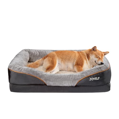 JOYELF Large Memory Foam Dog Bed, Orthopedic Dog Bed & Sofa with Removable Washable Cover and Squeaker Toy as Gift