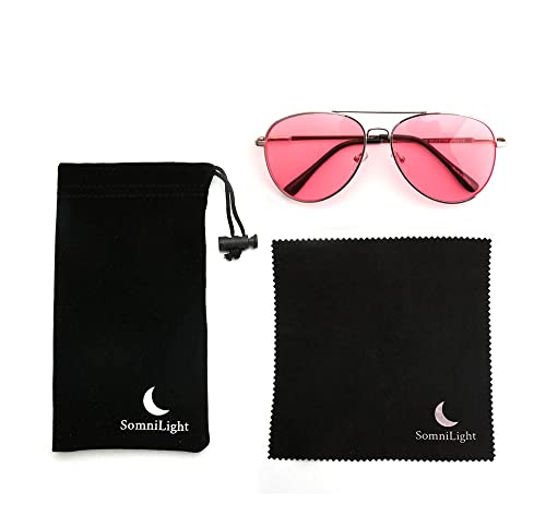 SomniLight New FL-41 Light Sensitivity Glasses for Florescent Light Sensitivity, Photophobia, and Migraines (Aviator Style), 125 mm