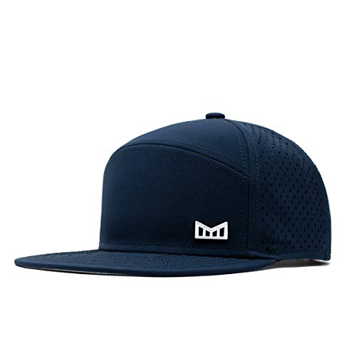 melin Trenches Icon Hydro, Performance Snapback Hat, Water-Resistant Baseball Cap for Men & Women, Navy, Medium-Large