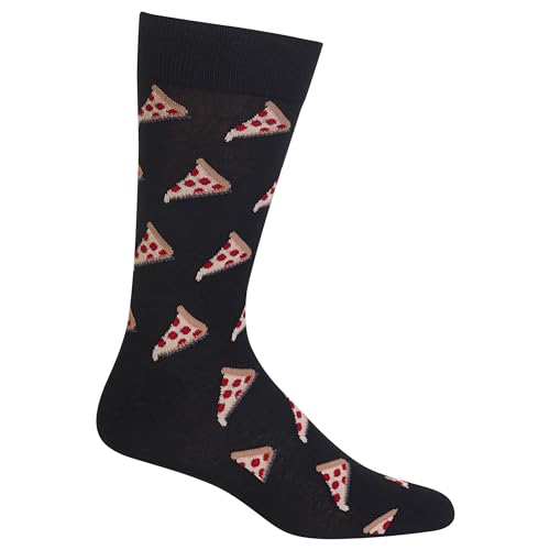 Hot Sox mens Food and Booze Novelty Fashion Casual Sock, Pizza (Black), 6 12 US