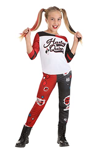 Girl's Harley Quinn Suicide Squad Costume, Jester Jumpsuit for Super Villain Outfit, Comic Cosplay & Halloween Medium