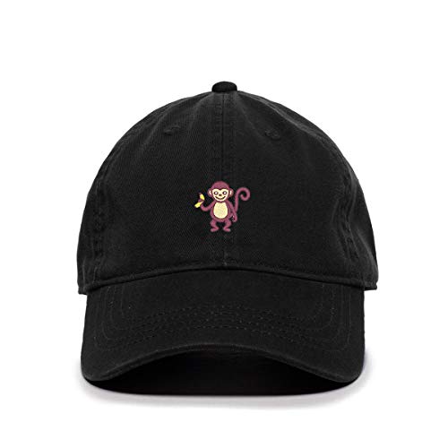 DSGN By DNA Monkey with Banana Baseball Cap Embroidered Cotton Adjustable Dad Hat Black