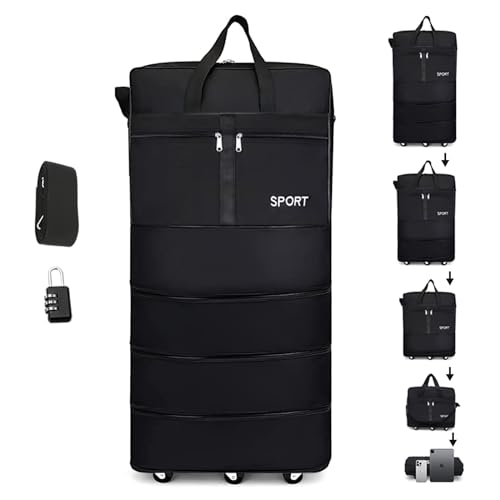 Gloyuda Expandable Foldable Luggage 42'' Suitcase With Spinner Wheels Rolling,Duffel Travel Bag Large Capacity for Women Men Lightweight Luggage, With combination lock strap