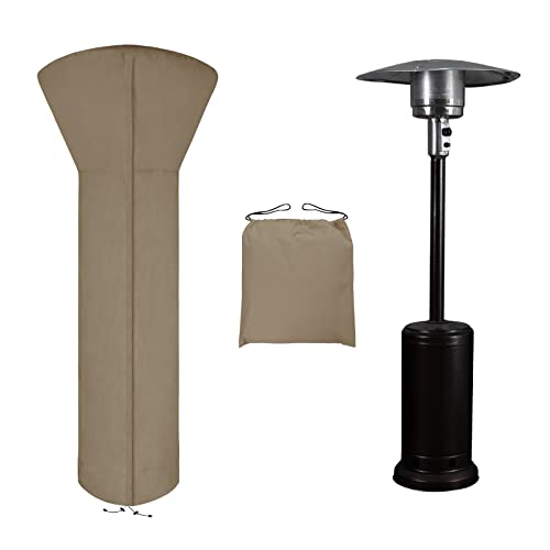 Easy-Going Patio Heater Cover with Zipper and Storage Bag, Waterproof Outdoor Heater Cover Dustproof, UV-Resisant, Wind-Resistant (89'H x 33'D x 19'B, Camel)