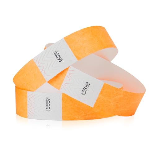 WristCo Neon Orange Tyvek Wristbands for Events – 500 Count – Tamper-Proof Design & Fluorescent Color Prevent Reuse – Premium-Grade Bracelets for Hospital & Medical ID, Party & VIP Identification