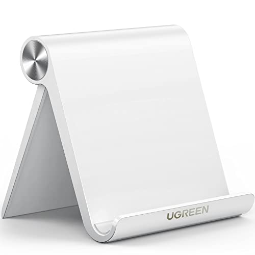 UGREEN Tablet Stand Holder Adjustable Portable Desktop Holder Dock Office Desk Accessories Compatible for iPad 10.2/iPad Pro 11 Inch/iPad 9.7/iPad Mini 5/4/3/2/iPad Air/iPhone 15/14/13/12 White