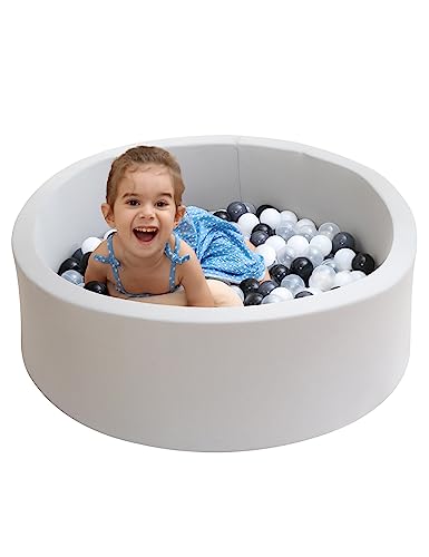 HARBOLLE Baby Ball Pit Soft Round Memory Foam Ball Pits NOT Included Balls Indoor Outdoor Playpen for Babies Toddlers Kids Infants for Girls Boys, Gray
