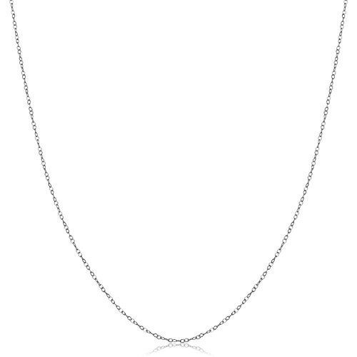Kooljewelry Solid 14k White Gold Thin Round Cable Chain Necklace (0.7 mm, 18 inch)