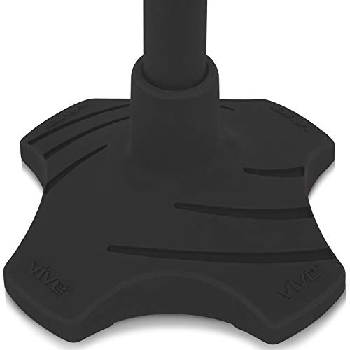 Vive Self Standing Walking Cane Tip 3/4 Inch Heavy Duty Replacement Quad - Rubber Cane Foot Base All Terrain for Walking Sticks, Folding & Medical Canes - Stabilizing Cane Tip for Men, Women (Black)