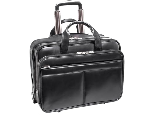 McKleinUSA L Series BOWERY Leather Rolling Briefcase, Black (87855) (87855MCK)