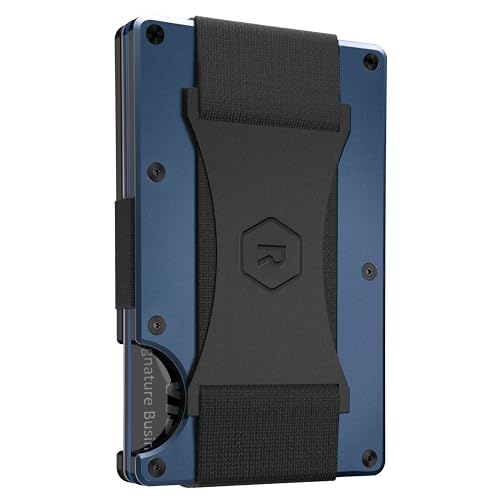 RIDGE wallets for men - The Ultimate RFID Wallet for Modern Dads - Slim, Stylish, and RFID Blocking - Aluminum Card & Cash Strap Wallet (Navy)
