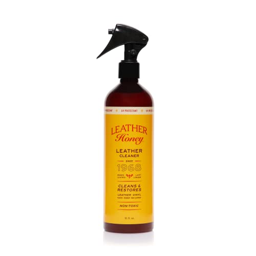 Leather Honey Leather Cleaner Spray with UV Protectant - The Best Leather Cleaner for Vinyl and Leather Apparel, Furniture, Auto Interior, Shoes and Accessories - 16oz Spray Bottle with UV Protectant