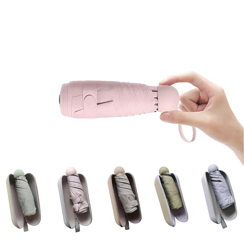BAODINI Travel Mini Umbrella for Purse With Case-Small Compact UV Protection Sun-Lightweight Tiny Pocket with Case Women, Girls