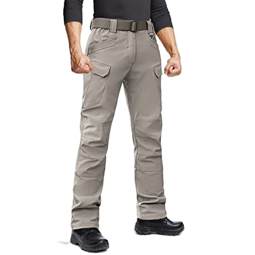 Men's Tactical Pants, Water Resistant Outdoor Pants, Lightweight Stretch Cargo/Straight Work Hiking Pants, Mens Quick Dry Performance Military Pants, Classic Cargo Pockets, X7 Khaki,36
