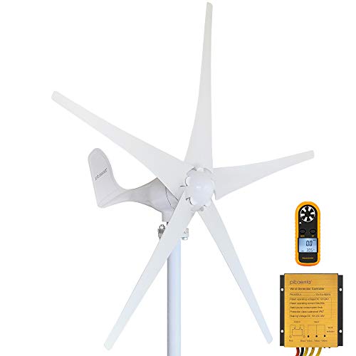 Pikasola Wind Turbine Generator Kit 400W 12V with 5 Blade, Wind Generator Kit with Charge Controller, Wind Power generator for Marine, RV, Home, Windmill Generator Suit for Hybrid Solar Wind System
