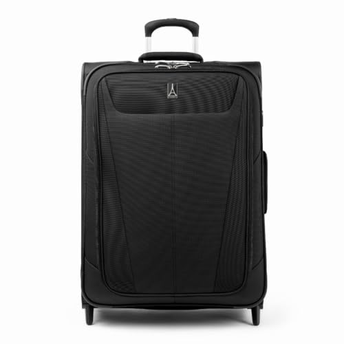 Travelpro Maxlite 5 Softside Expandable Upright 2 Wheel Luggage, Lightweight Suitcase, Men and Women, Black, Checked-Medium 26-Inch