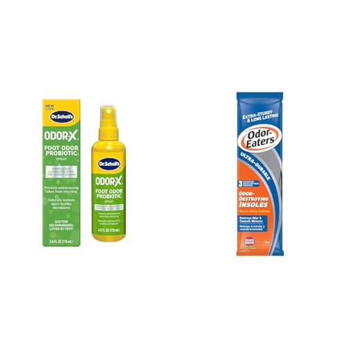Dr. Scholl's ODOR-X FOOT ODOR PROBIOTIC SPRAY, 4 oz // Immediately Eliminates The Worst Odors & Odor-Eaters Blue Unisex Shoe Insoles, Control Odor and Wetness