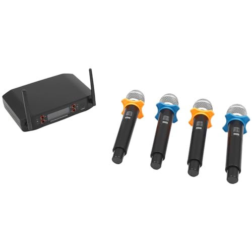 ZHIMIFU Wireless Microphone System with Four Handheld Microphones Led Display Portable Handheld Cordless Microphone Set for Pa Karaoke Dj Party Weddings Speeches