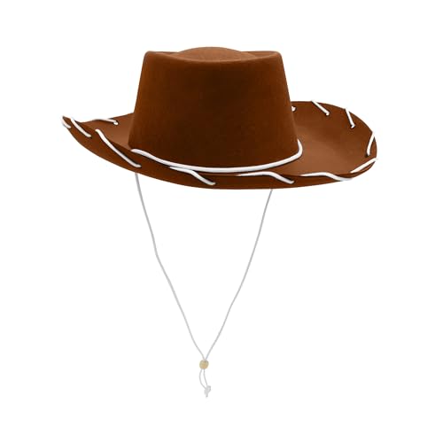 Nicky Bigs Novelties Adult Western Sheriff Costume Hat - 1950's Style Adults Ranch Hat - Men Women Cowgirl or Cowboy Hats, Brown, One Size