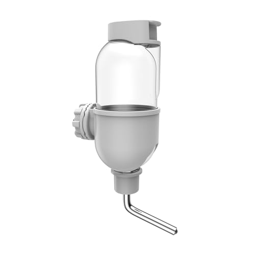 TOKAYIFE Pet Water Bottle for Cage Crate 17oz Water Dispenser for Small Animal Rabbit Guinea Pig Chinchilla Ferret Squirrel Hedgehog (Gray)