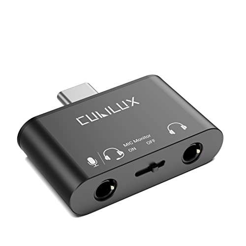 Cubilux USB C Mic Splitter for TRRS Lav Microphone,TRRS Headphone Mic with Mic Monitoring,Type C to 3.5mm Microphone Splitter Suitable for Recording-USB C Support Android,Ipad OS,Mac OS,Window etc