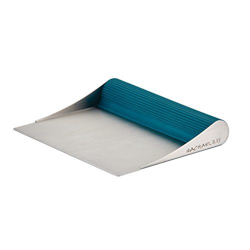Rachael Ray 46231 Tools and Gadgets Stainless Steel Pastry Scraper / Bench Scrape / Kitchen Tool for Baking and Cooking / Dishwasher Safe, Marine Blue,Medium