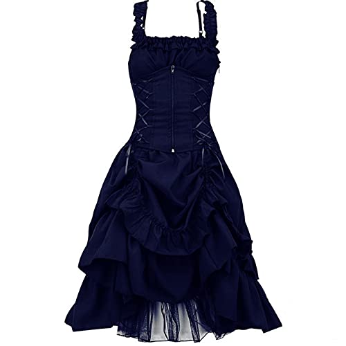 Punk Clothes For Women, Steampunk Clothes For Women Retro Gothic Dress Sleeveless Halloween Steampunk Mini Dress Masquerade Costume Dresses Gothic Tops For Women