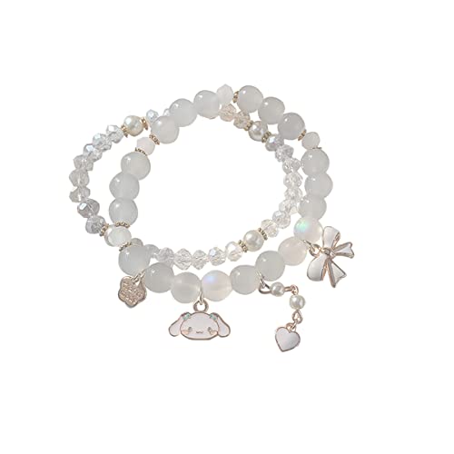 ANZWTLOYY Cinnamoro Bracelets Y2k Kawaii Friendship Bracelets Set Cute BFF Beaded Relationship Elastic Bracelets for Girls Women (B)