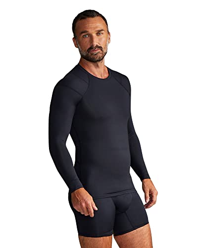 Tommie Copper Men's Pro-Grade Shoulder Support Shirt I UPF 50, Breathable, Long Sleeve Compression Shirt for Upper Body & Posture Support  - Black - Large