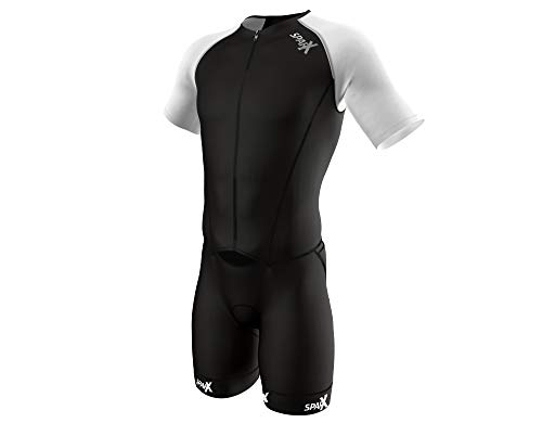 Sparx Mens Elite Aerosuit Triathlon Suit Mens Short Sleeve Tri Suit Skinsuit (Black, Small)