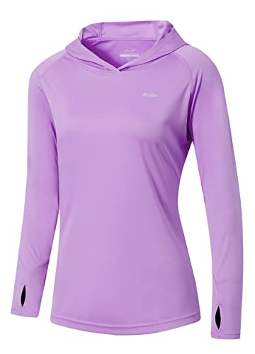 Willit Women's UPF 50+ Sun Protection Hoodie SPF Shirt long sleeve Hiking Fishing Outdoor Shirt Lightweight Hoodie Lavender XL