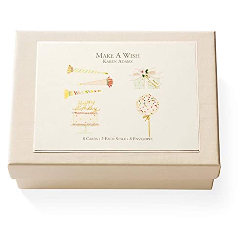 Karen Adams Box of 8 Assorted Notecards with Matching Envelopes - Wish