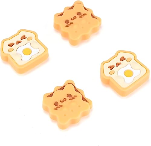 GeekShare 4PCS Soft Silicone Joycon Thumb Grip Caps,Anti-Slip Joystick Caps Cute Thumbstick Cover Compatible with Nintendo Switch/OLED/Switch Lite - Biscuit & Bread
