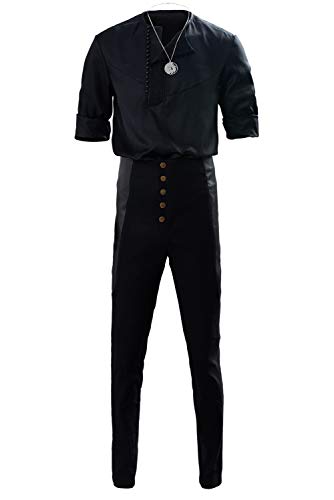 Cosplay Costume Outfit Season 1 Halloween Shirt Pants with Necklace (L, Black)